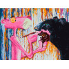 Картина по номерам на холсте Розовая пантера красит черную 30х40 см. 1100-AS