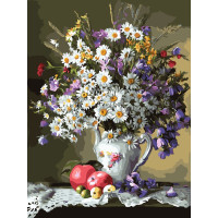 Натюрморт с колокольчиками и ромашками